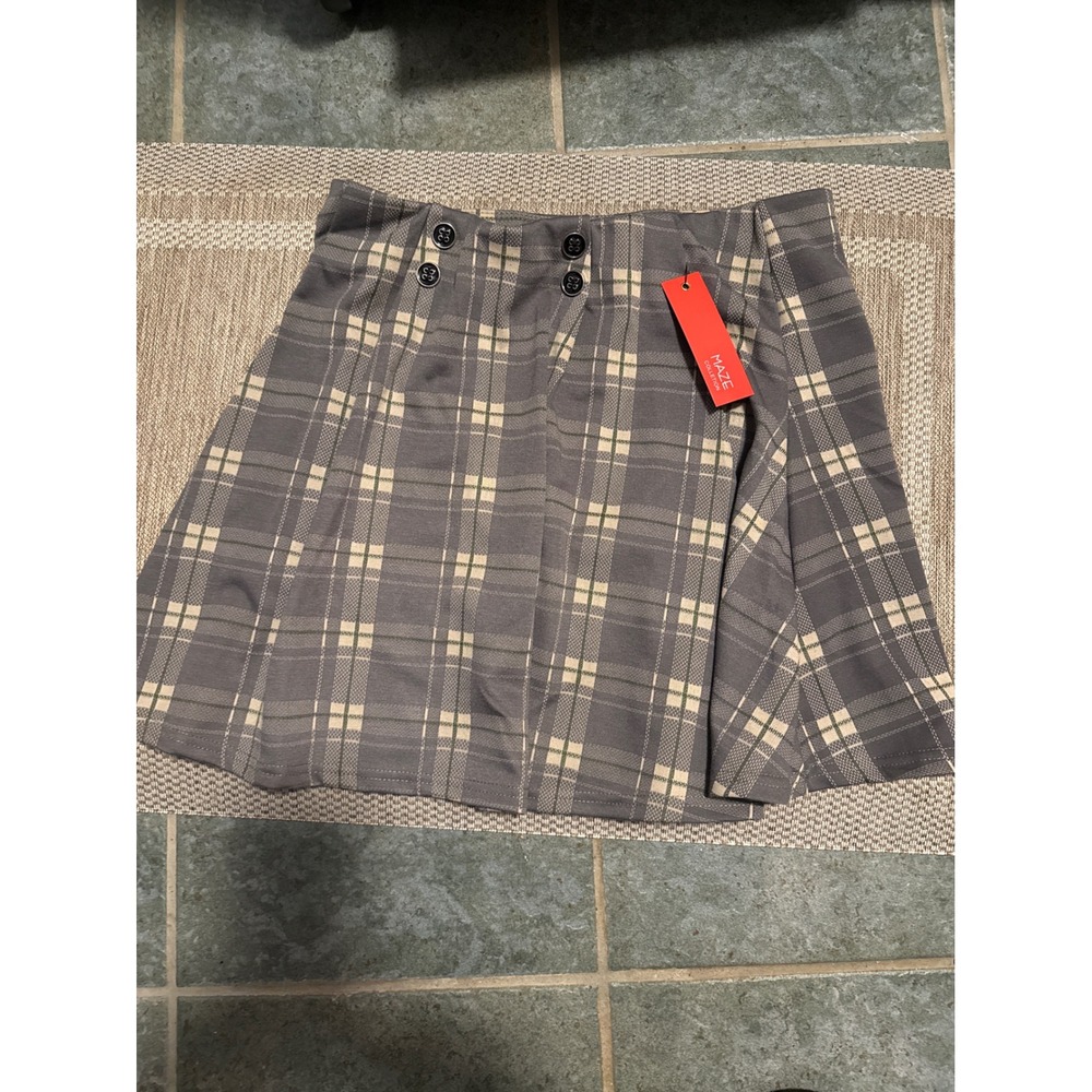 Maze Collection Grey Plaid Skort Women Mini Skirt with Shorts NWT L